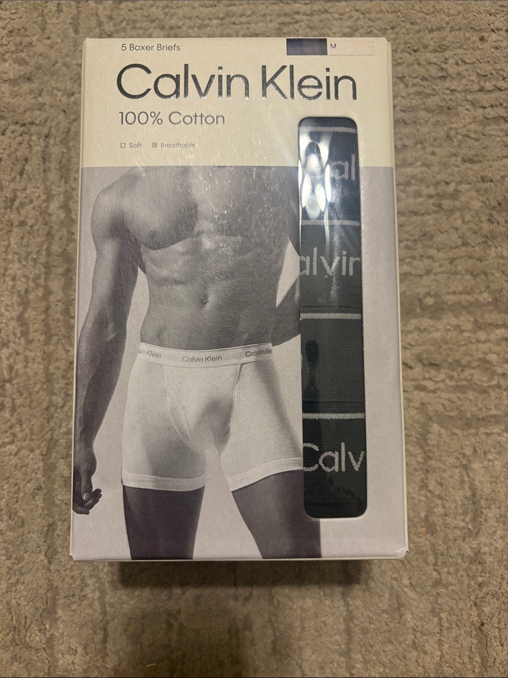 🛍 Calvin Klein Men’s M 5 Pack Boxer Briefs NEW Cotton Classic Black Blue Gray